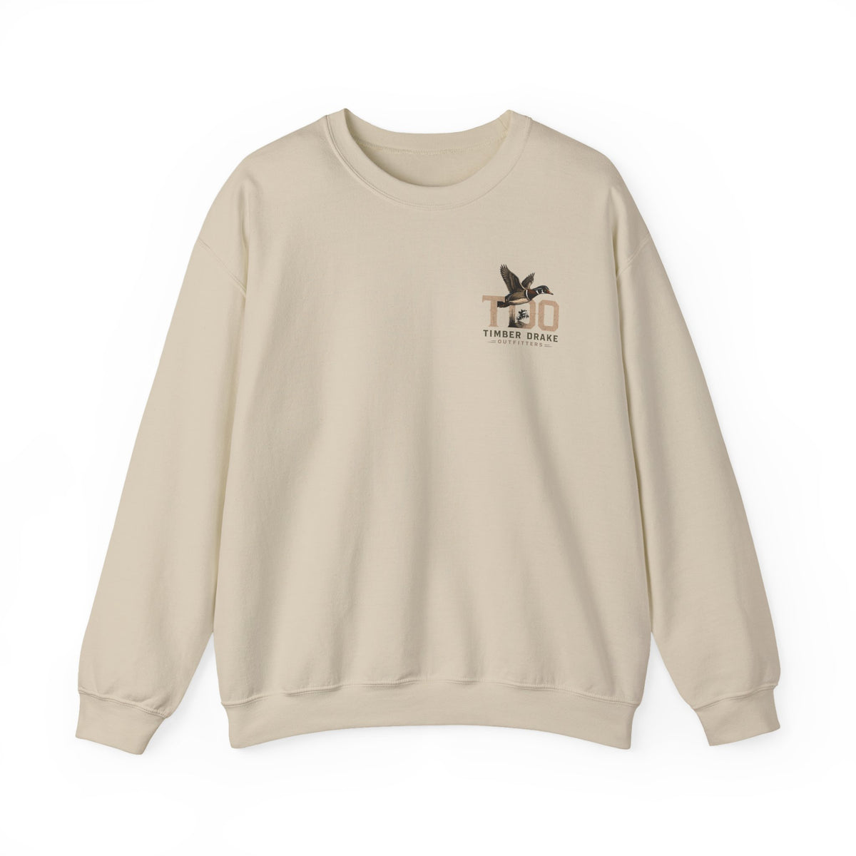 TDO Timber Drake Outfitters Crewneck Sweatshirt - Hunting Dog Sunset Graphic