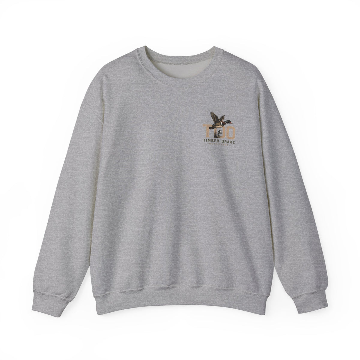 TDO Timber Drake Outfitters Crewneck Sweatshirt - Hunting Dog Sunset Graphic